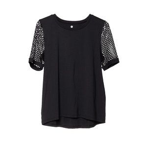 Yogalicious Black Perforated Sleeve Yoga Shirt Size Medium